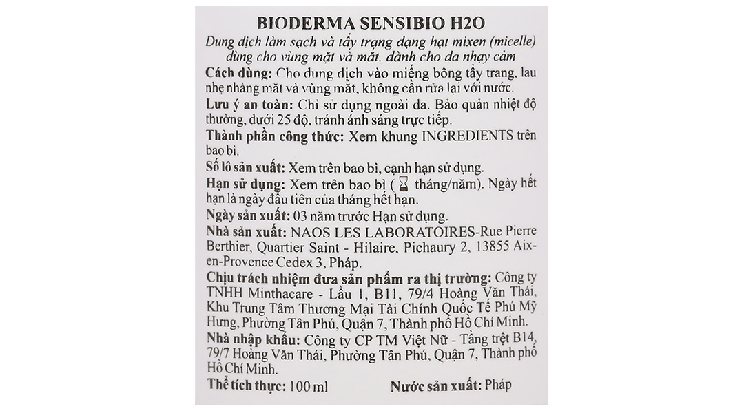 Nước tẩy trang Bioderma Sensibio H2O làm sạch sâu cho da nhạy cảm chai 500ml - 13
